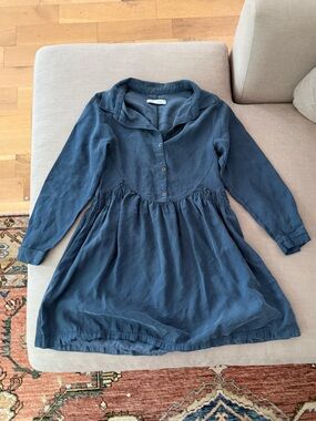 Zara Girls Navy Blue Long-Sleeve Dress